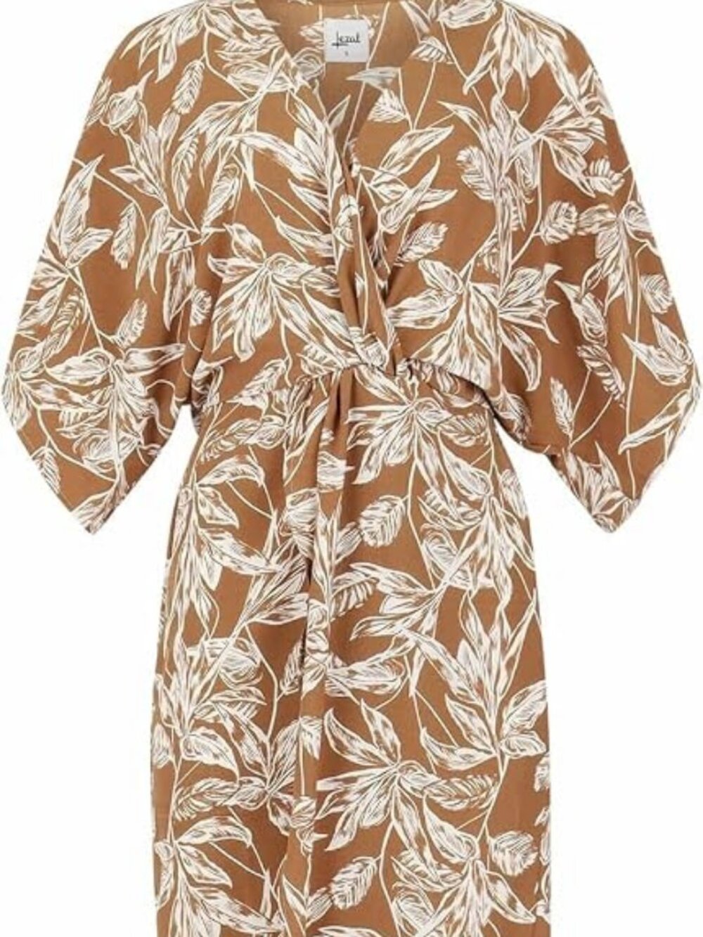 Lezat Joey Summer Kimono Maxi Dress Swimsuit Cover Up Camel/Floral Size XS